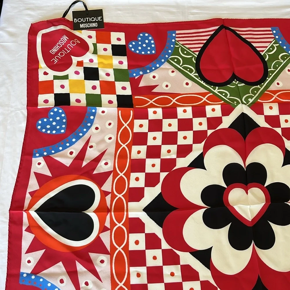Moschino Boutique Silk Scarf Hearts Made in Italy NWT - Picture 6 of 9